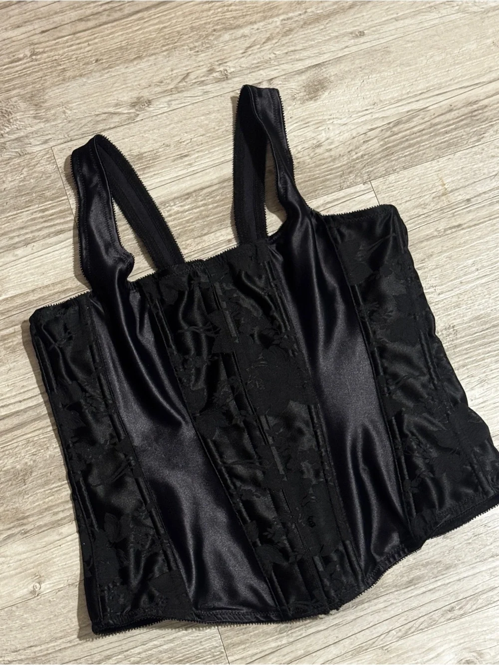 Black Satin Shaping Corset Tank Top size 40